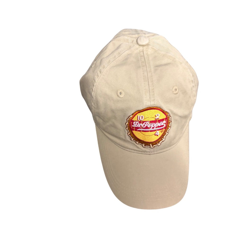Dr Pepper Baseball Cap Dad Hat Tan Embroidered Bottle Cap Logo OSFM Retro